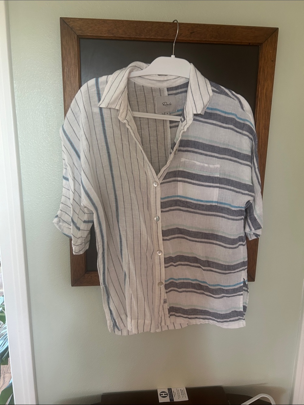 Rails Women’s Striped Short-Sleeve Button-Down Shirt - White & Blue